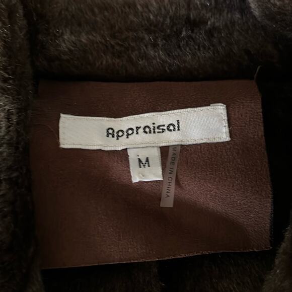 Appraisal Brown Faux Suede Faux Fur Jacket Fall Winter Coat Embroidered Cozy - Picture 5 of 11
